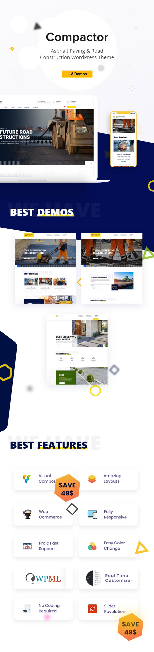 Compactor - Asphalt paving & Road construction WordPress Theme